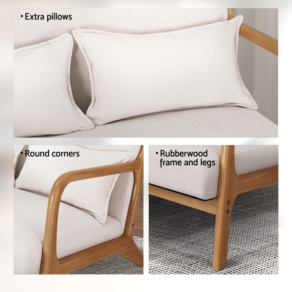 Artiss Loveseat Armchair Beige view 5