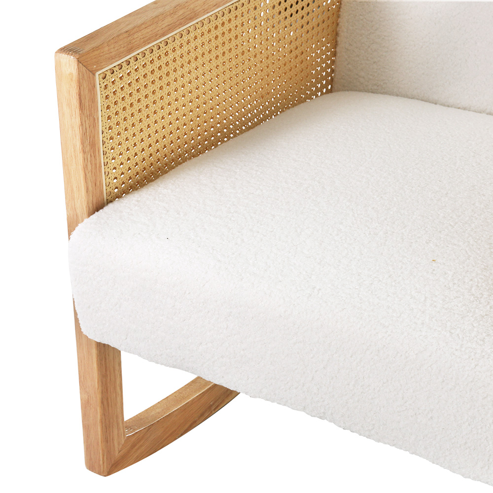 Artiss Rocking Armchair Boucle Rattan White view 3