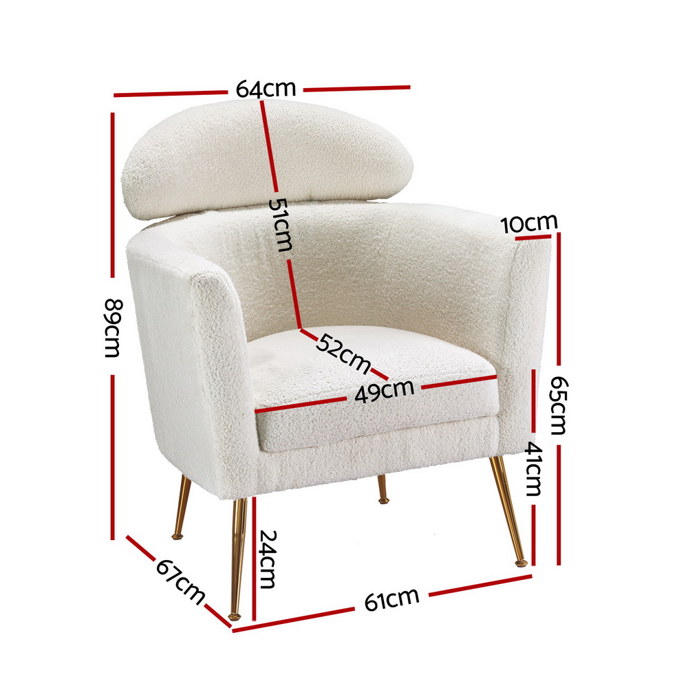 Artiss Yoli Boucle Armchair White view 2