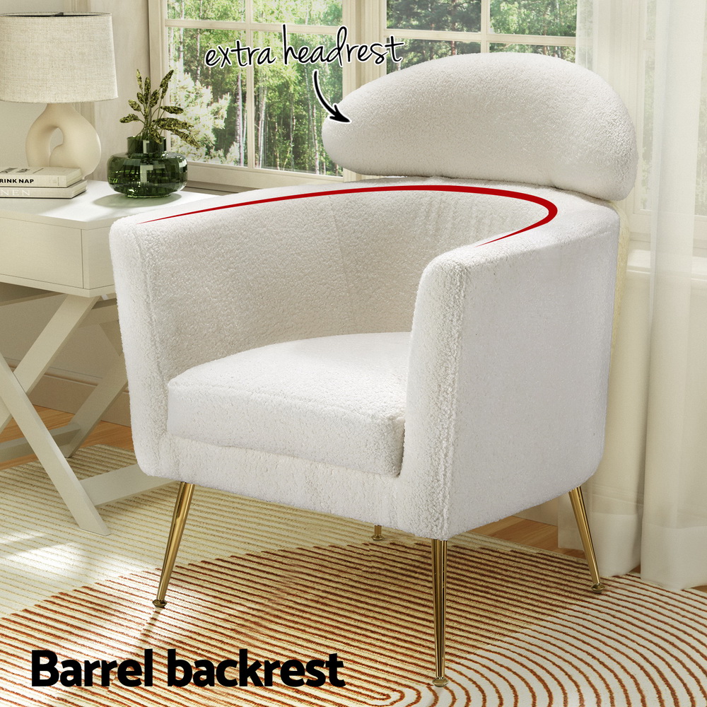 Artiss Yoli Boucle Armchair White view 4