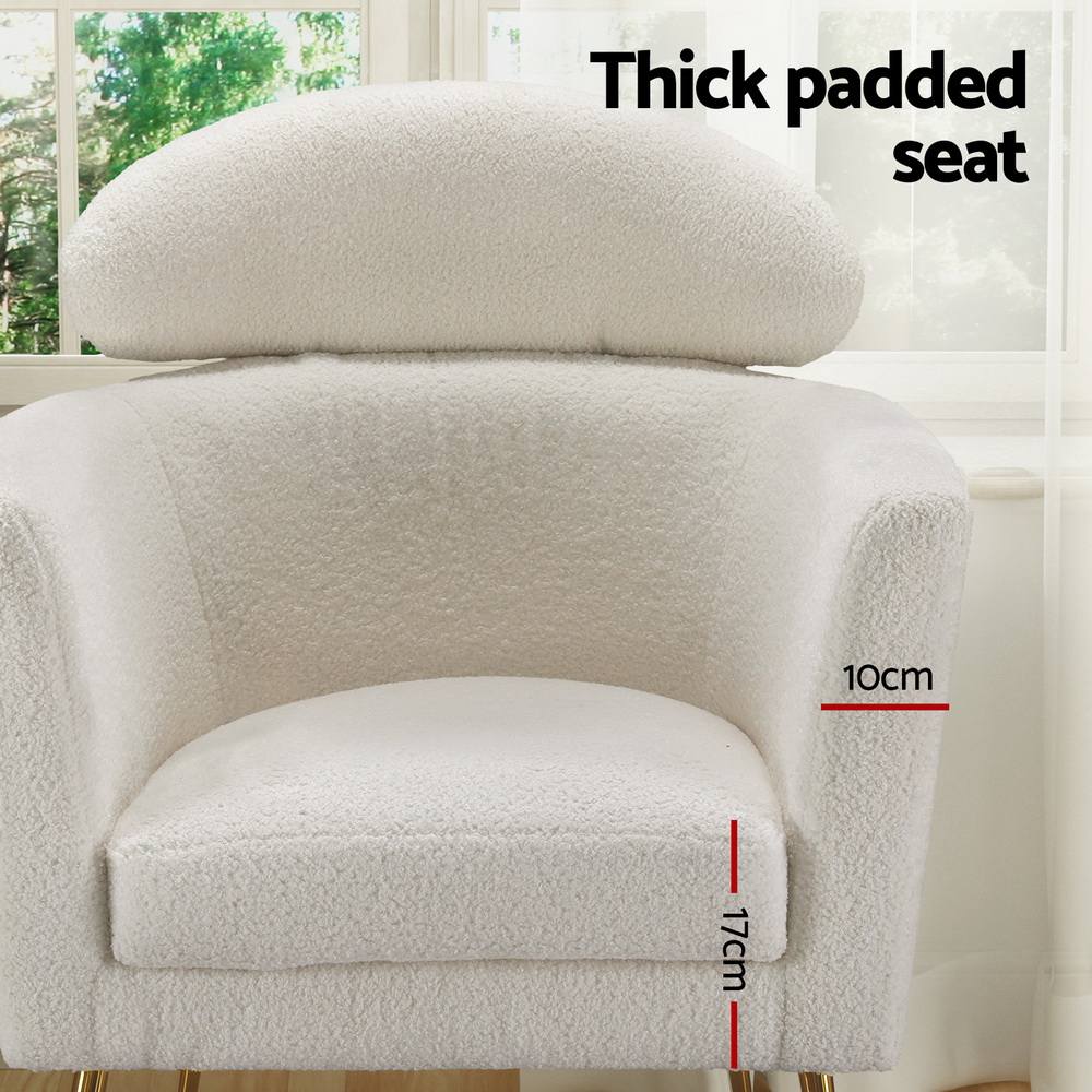Artiss Yoli Boucle Armchair White view 5