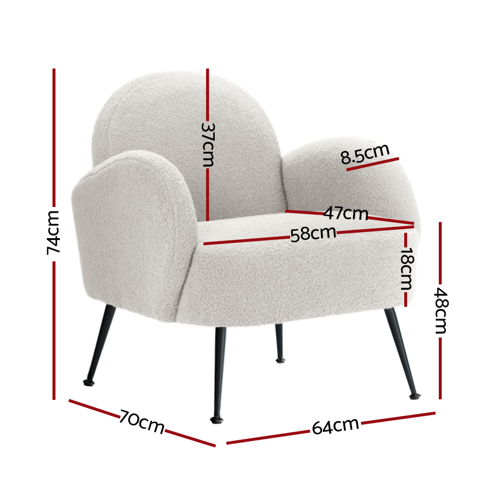 Artiss Hanes Boucle Armchair in 2 Colours view 2