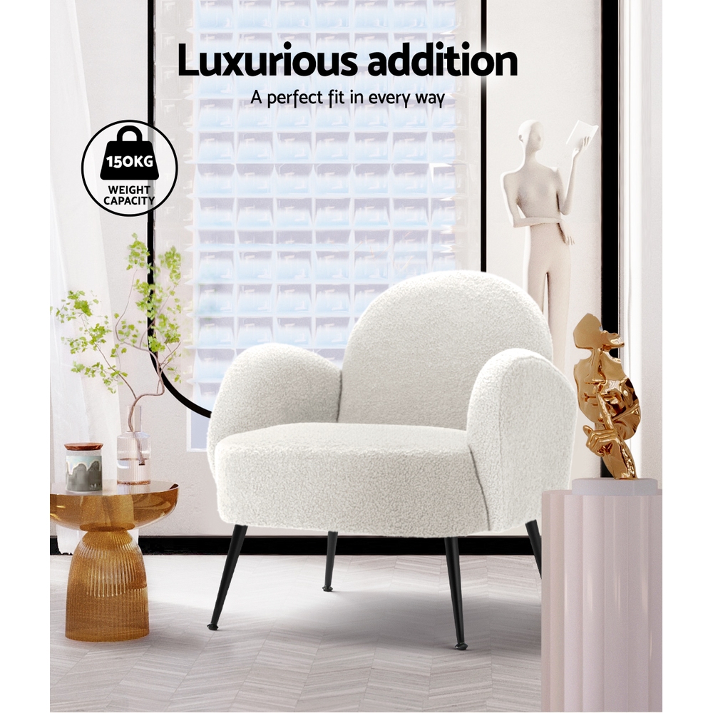 Artiss Hanes Boucle Armchair in 2 Colours view 4