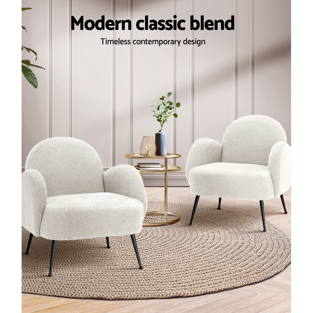 Artiss Hanes Boucle Armchair in 2 Colours view 5