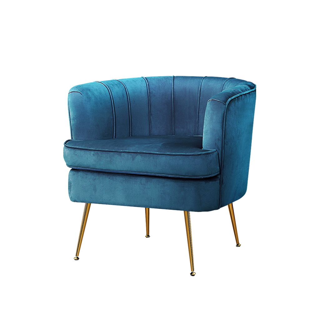 Artiss Norvia Velvet Armchair in Blue