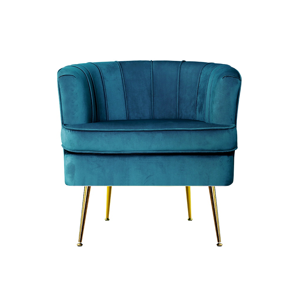 Artiss Norvia Velvet Armchair in Blue view 3