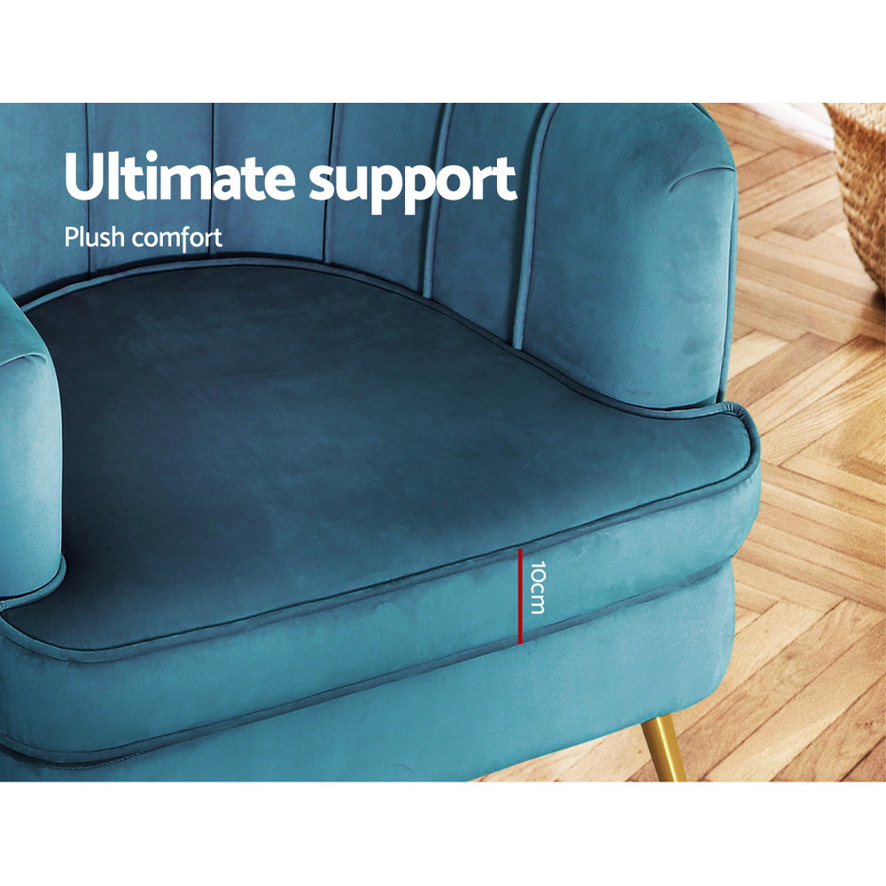 Artiss Norvia Velvet Armchair in Blue view 5