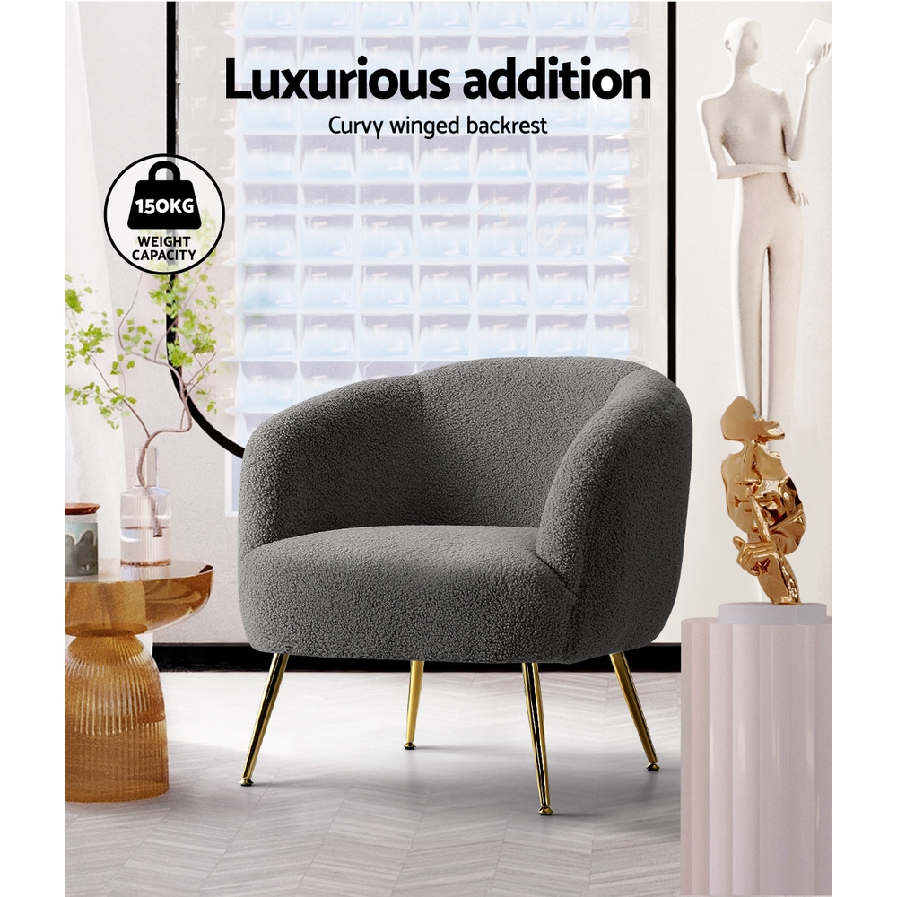 Artiss Carneiro Sherpa Boucle Armchair, 2 Colours view 4