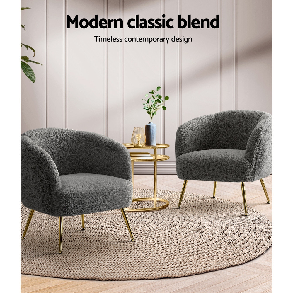 Artiss Carneiro Sherpa Boucle Armchair, 2 Colours view 5
