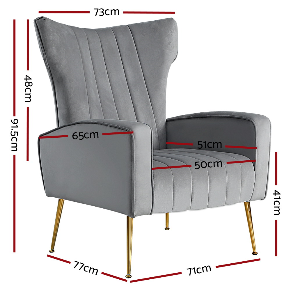 Artiss Kate Velvet Armchair in 3 Colours view 2