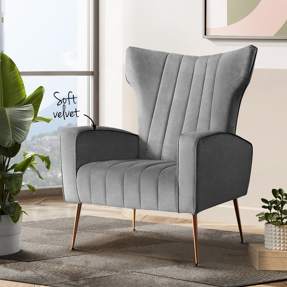 Artiss Kate Velvet Armchair in 3 Colours view 4