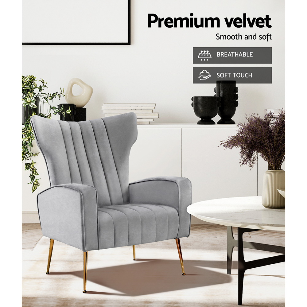 Artiss Kate Velvet Armchair in 3 Colours view 5