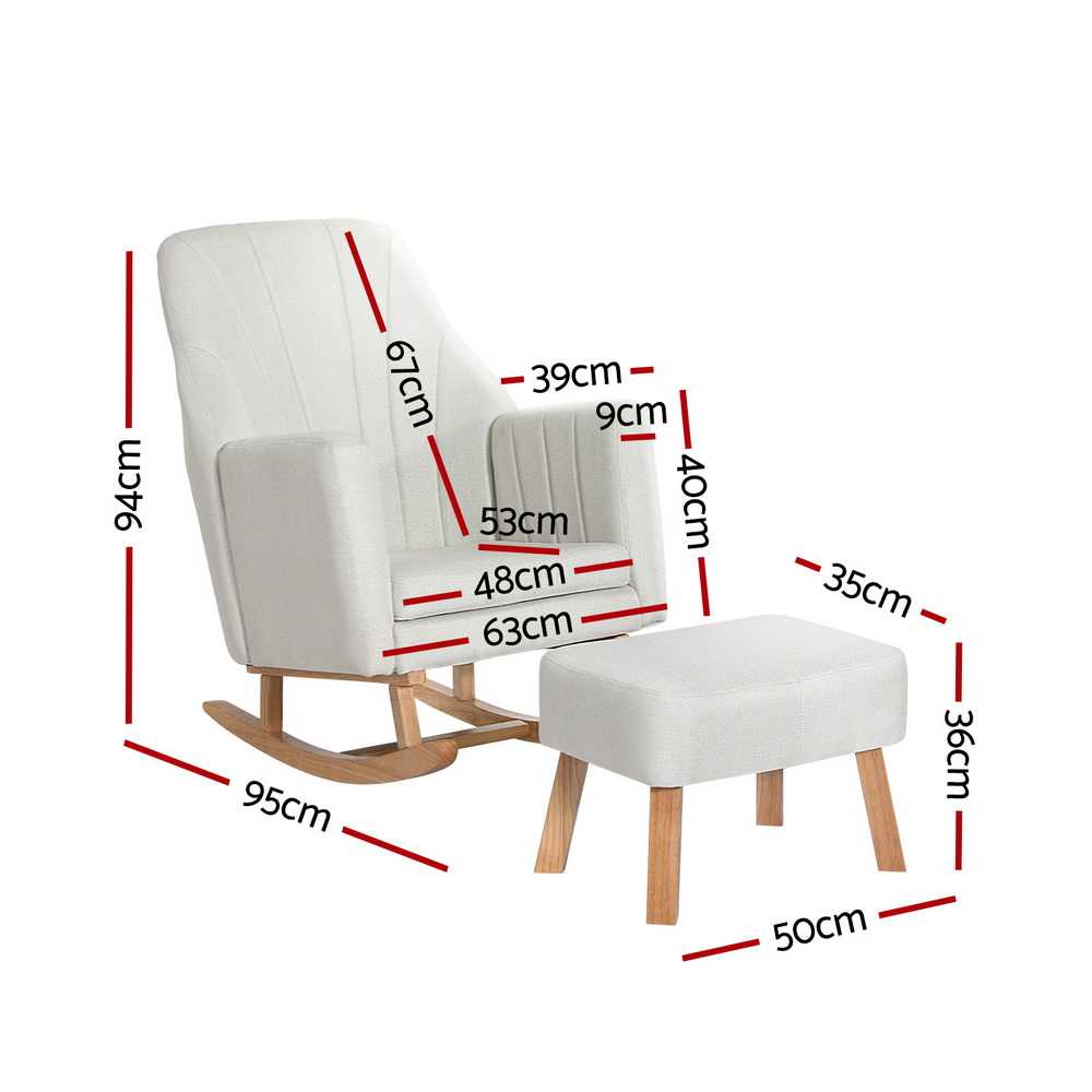 Artiss Jonah Linen Rocking Chair Armchair Beige view 2