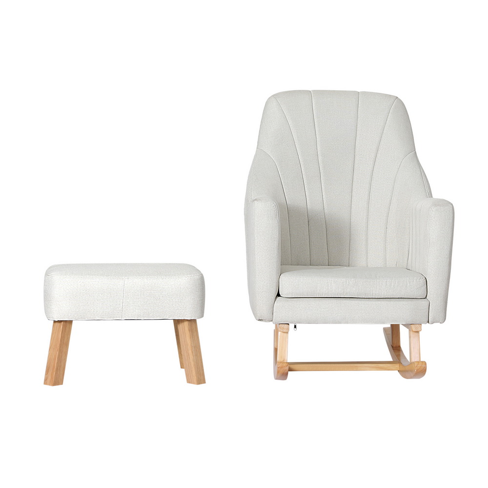 Artiss Jonah Linen Rocking Chair Armchair Beige view 3