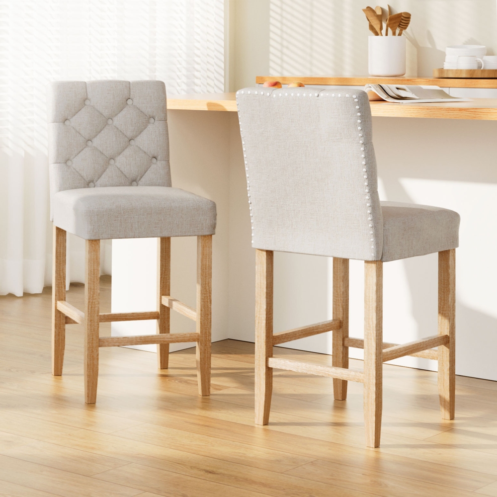 Artiss Artem Bar Stools Tufted Linen