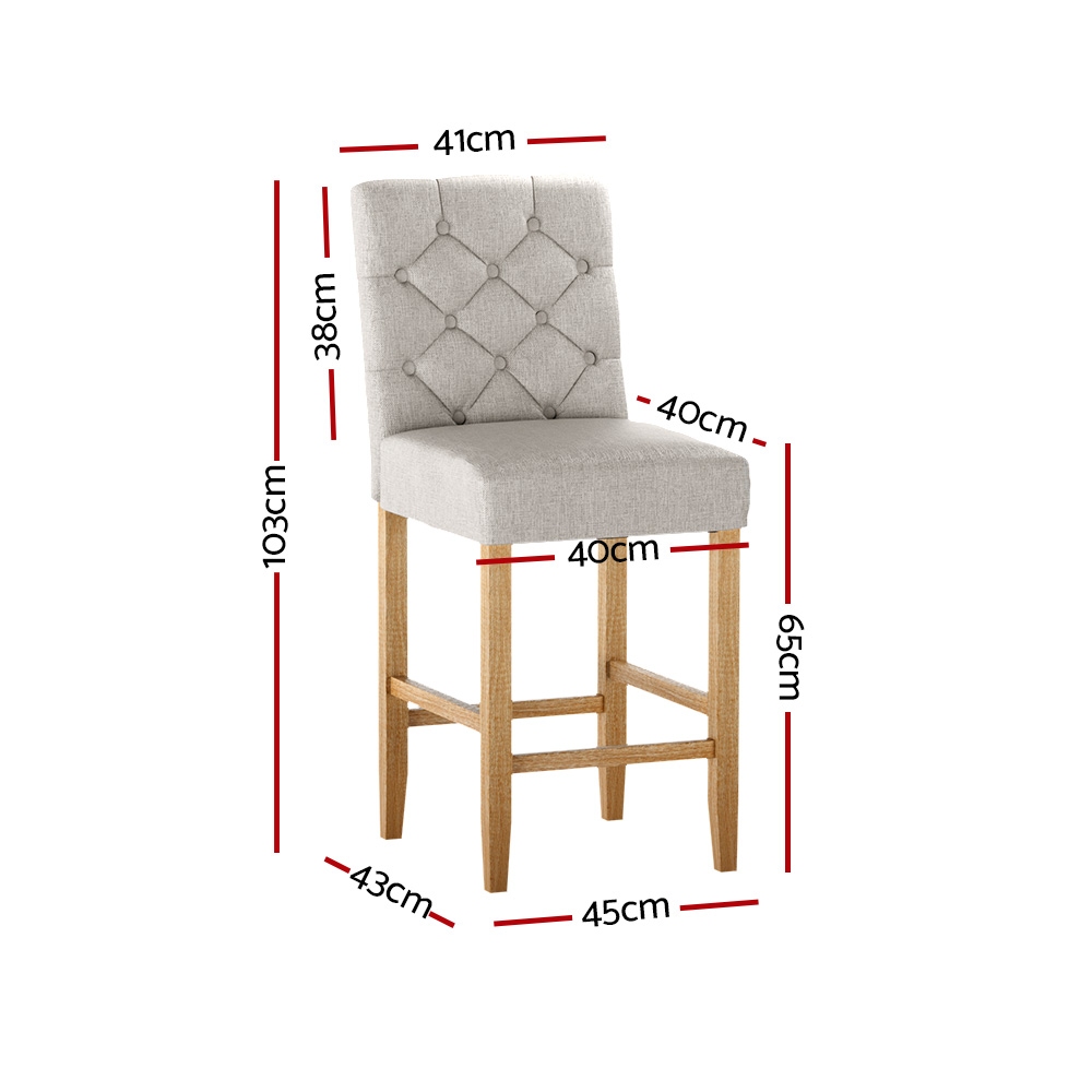 Artiss Artem Bar Stools Tufted Linen view 2
