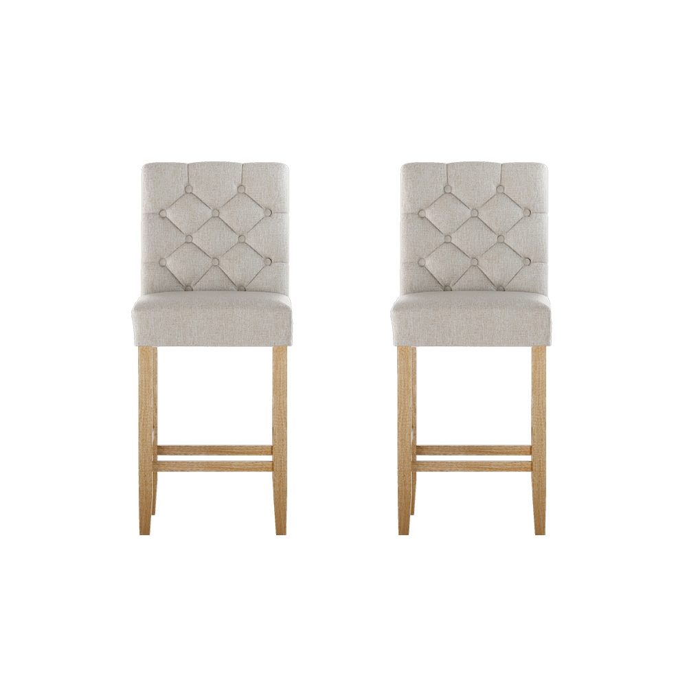 Artiss Artem Bar Stools Tufted Linen view 3