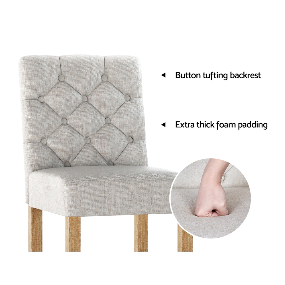Artiss Artem Bar Stools Tufted Linen view 5