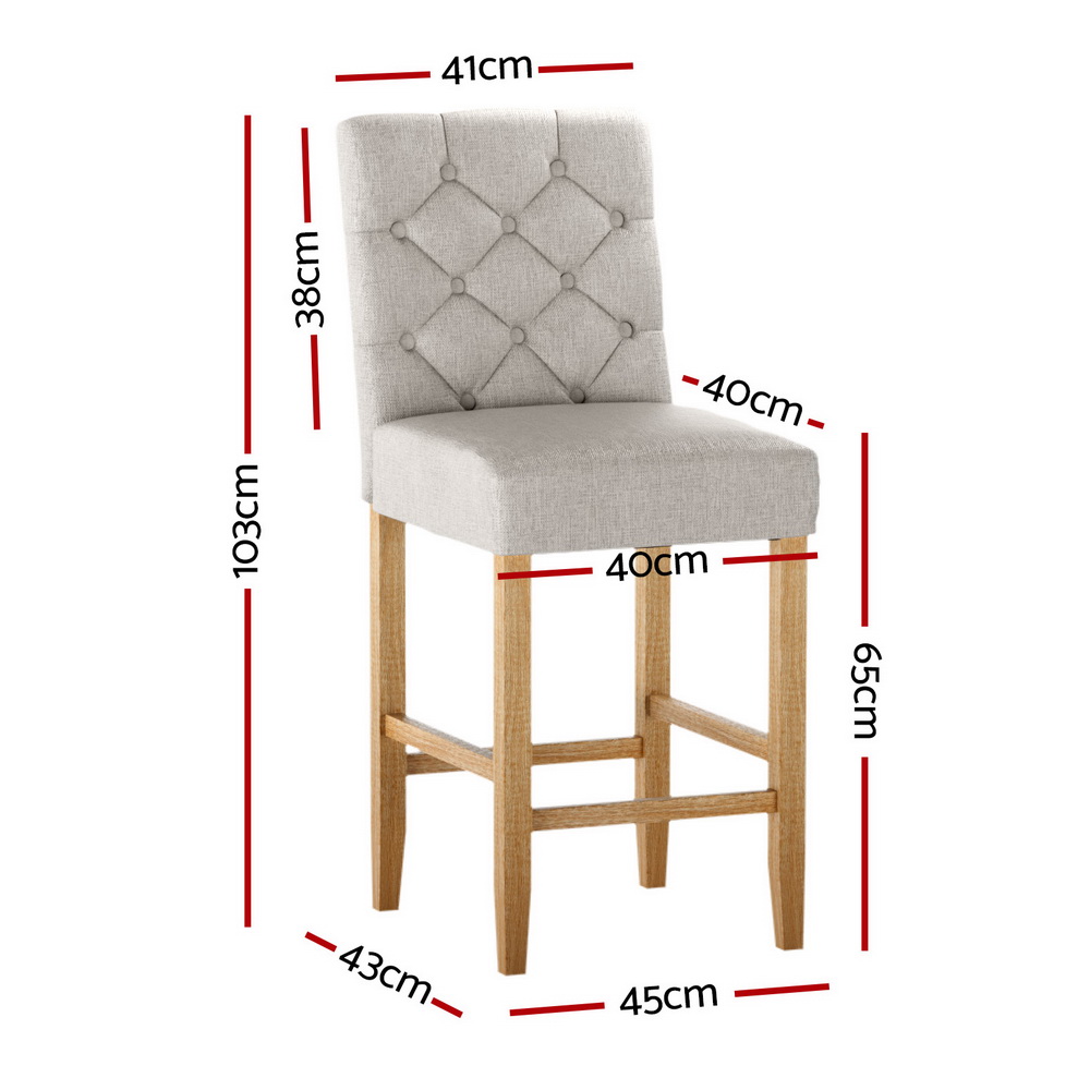 Artiss 4x Bar Stools Linen Upholstered Chairs view 2
