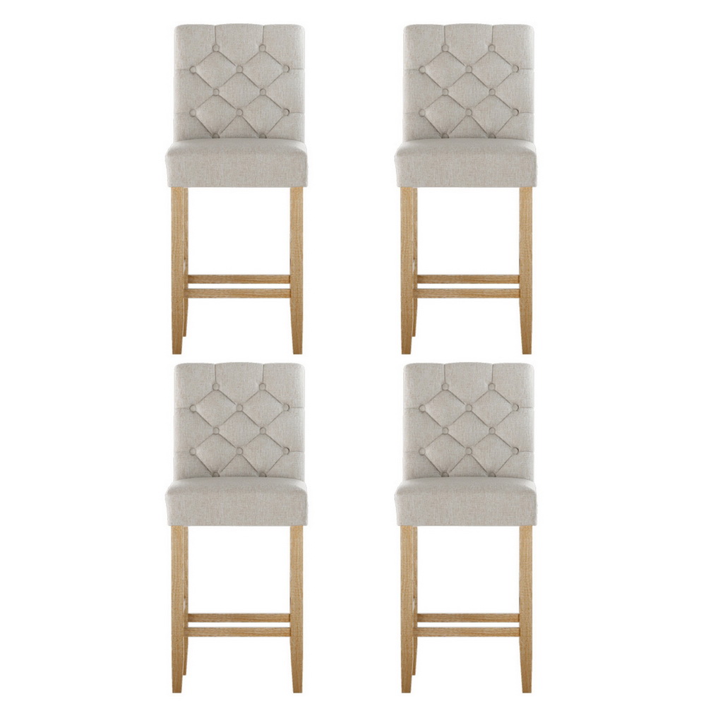 Artiss 4x Bar Stools Linen Upholstered Chairs view 3