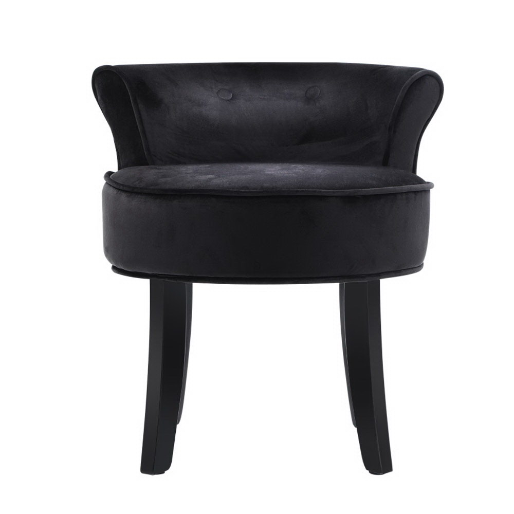 Artiss Vanity Stool Abella Velvet Black view 3