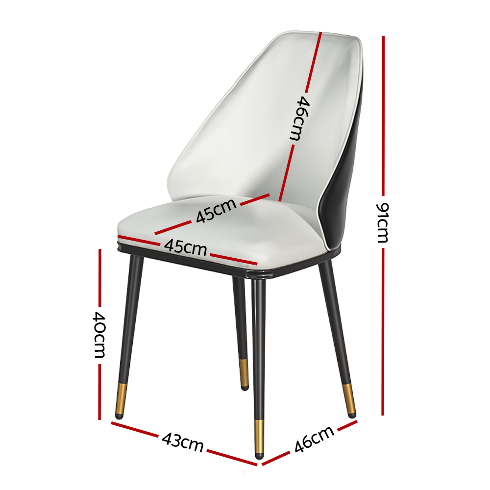 Artiss Leather Dining Chairs, Beige and Black view 2