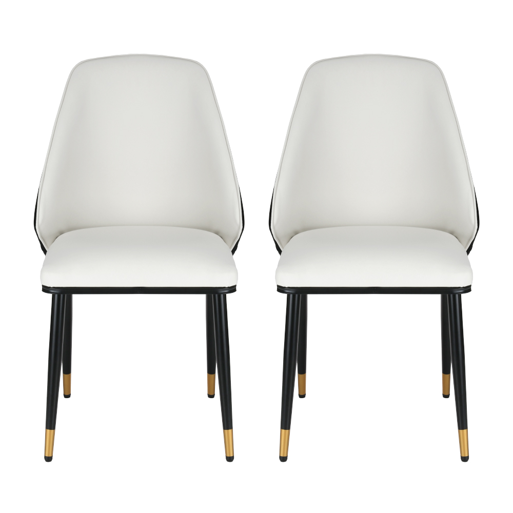 Artiss Leather Dining Chairs, Beige and Black view 3