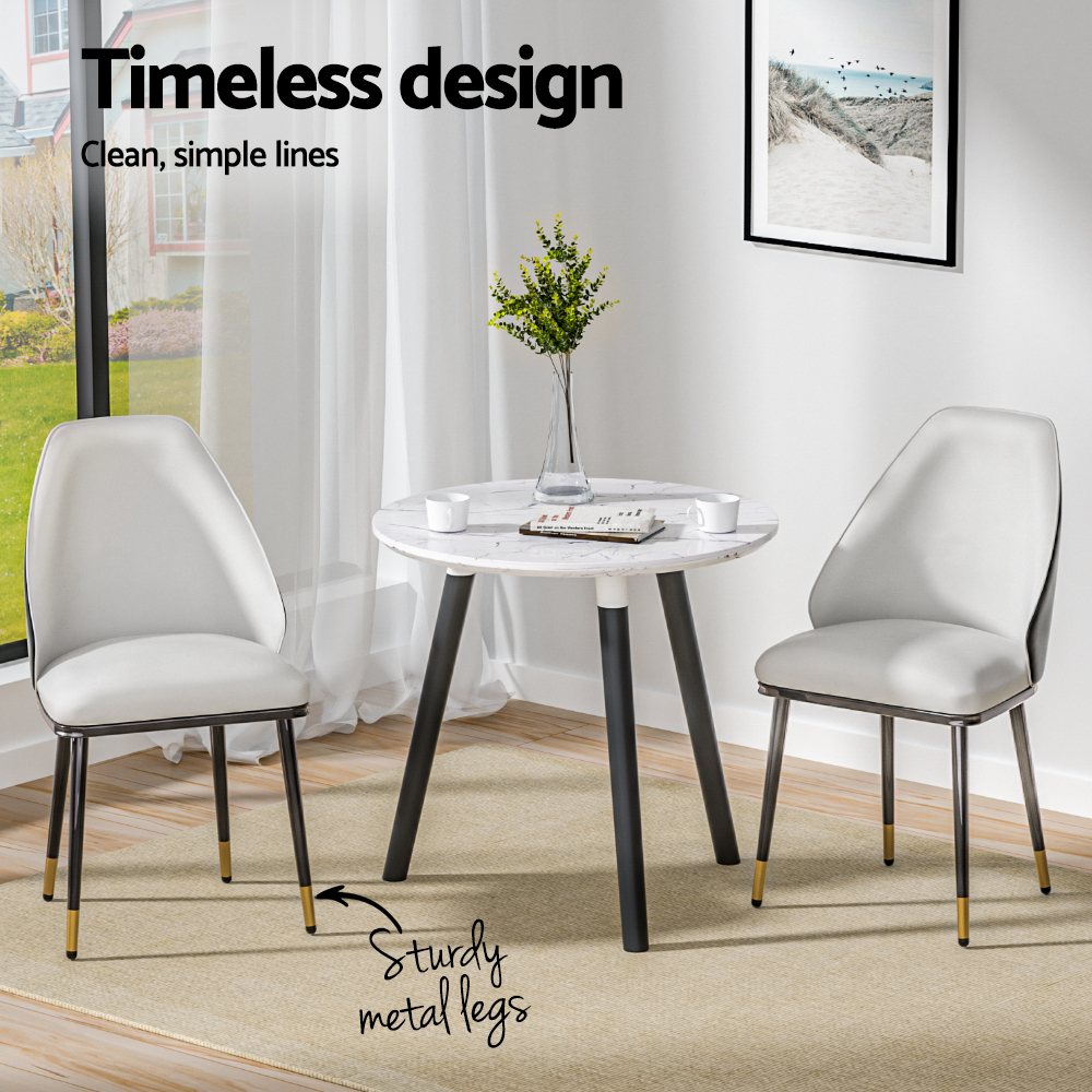 Artiss Leather Dining Chairs, Beige and Black view 4
