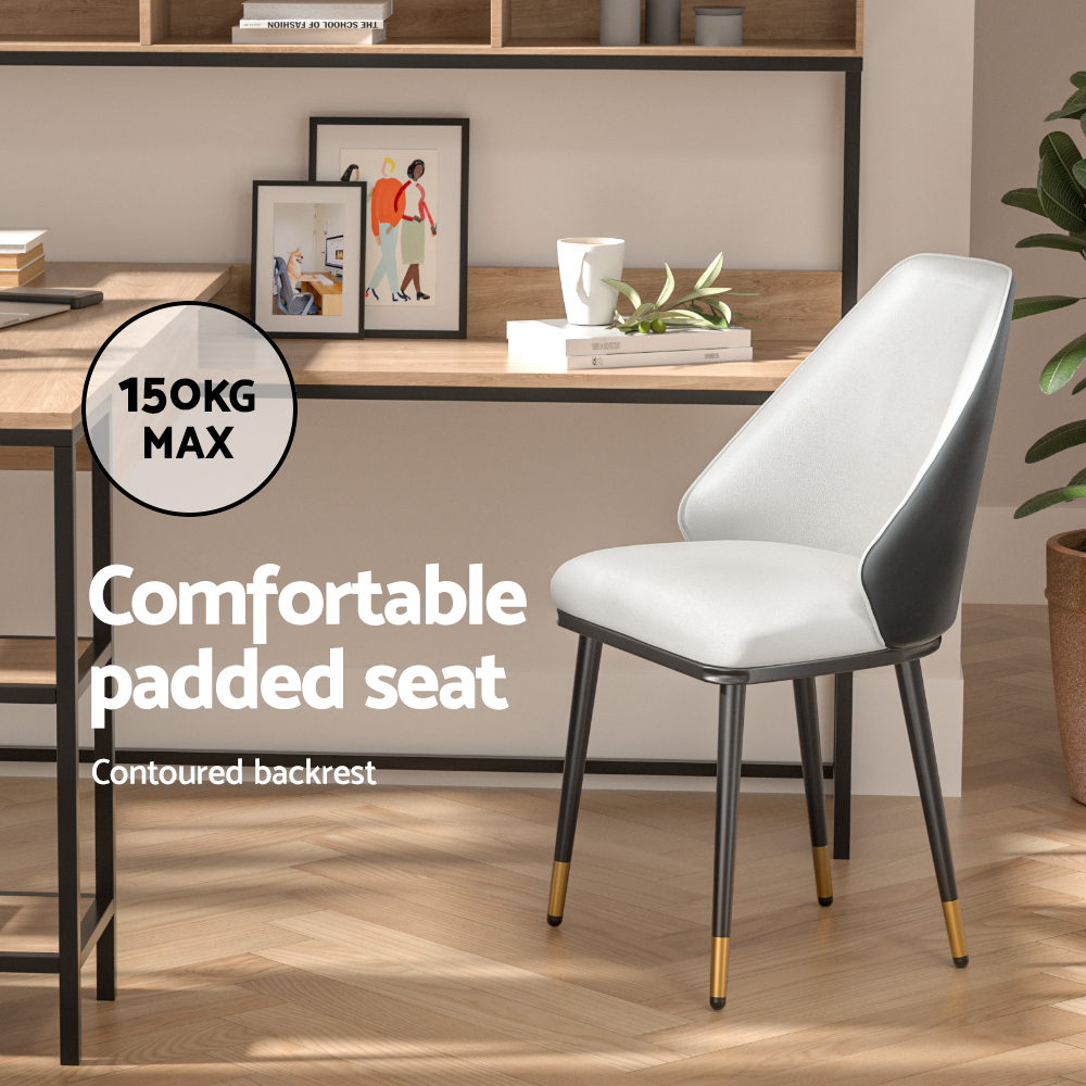 Artiss Leather Dining Chairs, Beige and Black view 5
