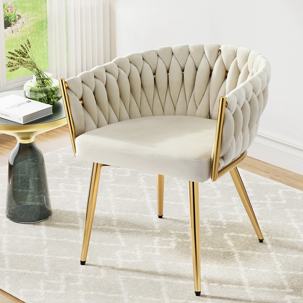 Artiss Velvet Dining Chair Armchair Beige