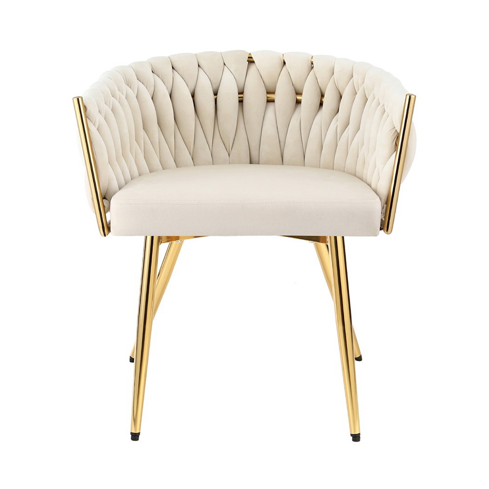 Artiss Velvet Dining Chair Armchair Beige view 3