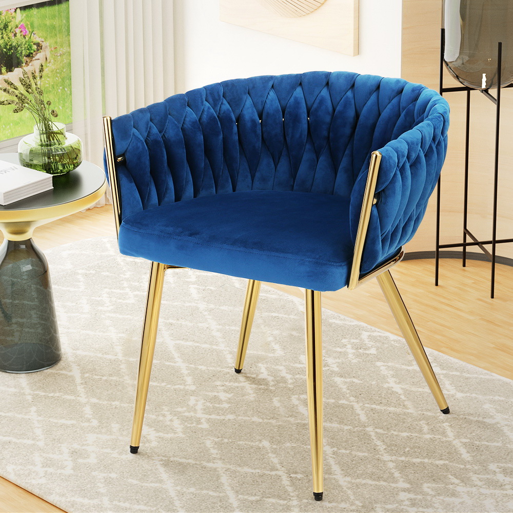 Artiss Blue Velvet Weaving Armchair