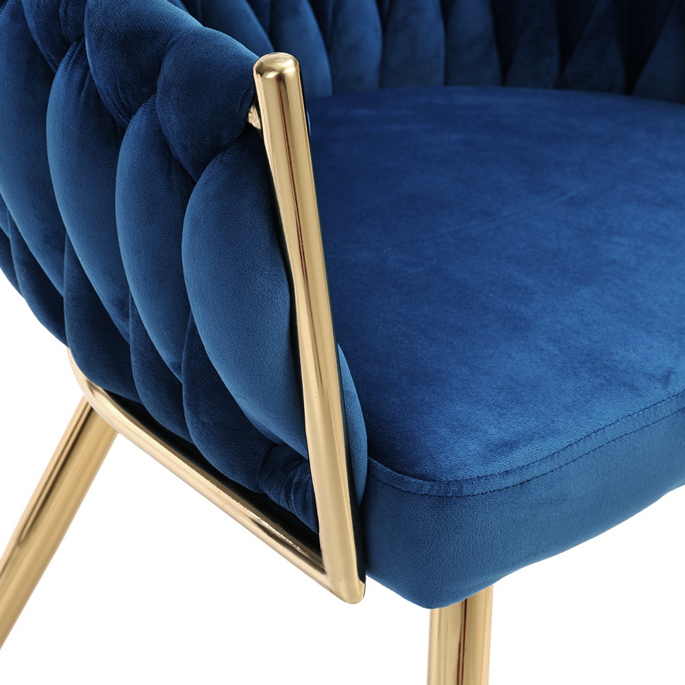 Artiss Blue Velvet Weaving Armchair view 3