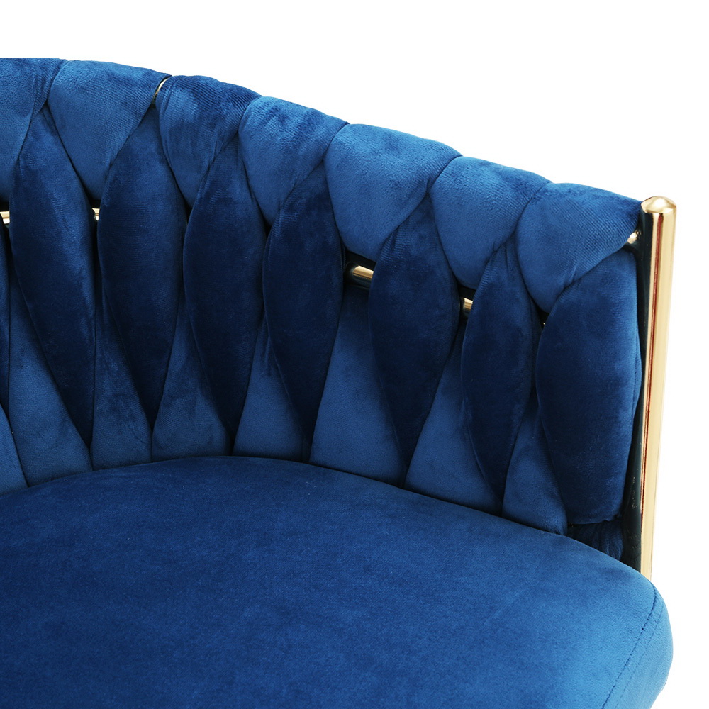 Artiss Blue Velvet Weaving Armchair view 4
