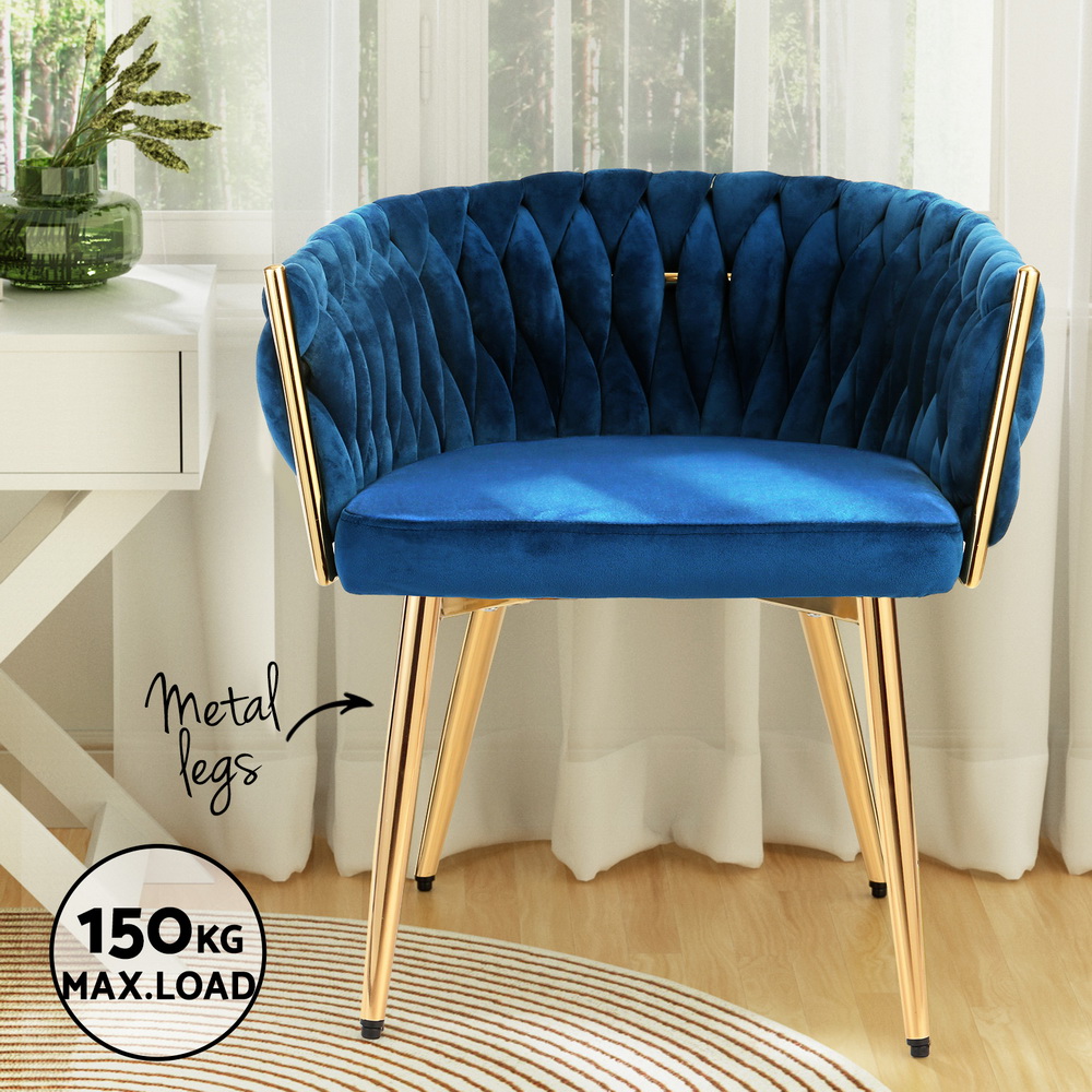 Artiss Blue Velvet Weaving Armchair view 5