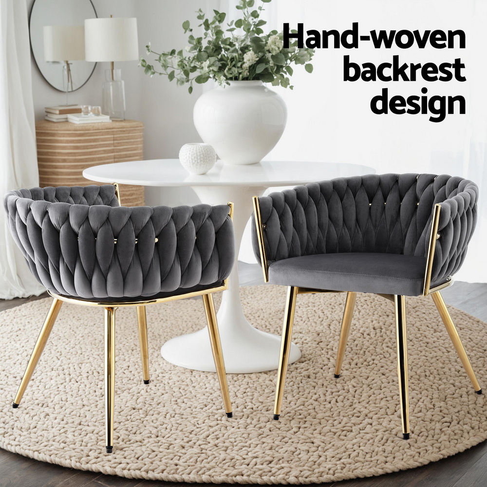 Artiss Velvet Weave Dining Chair in 2 Colours view 4