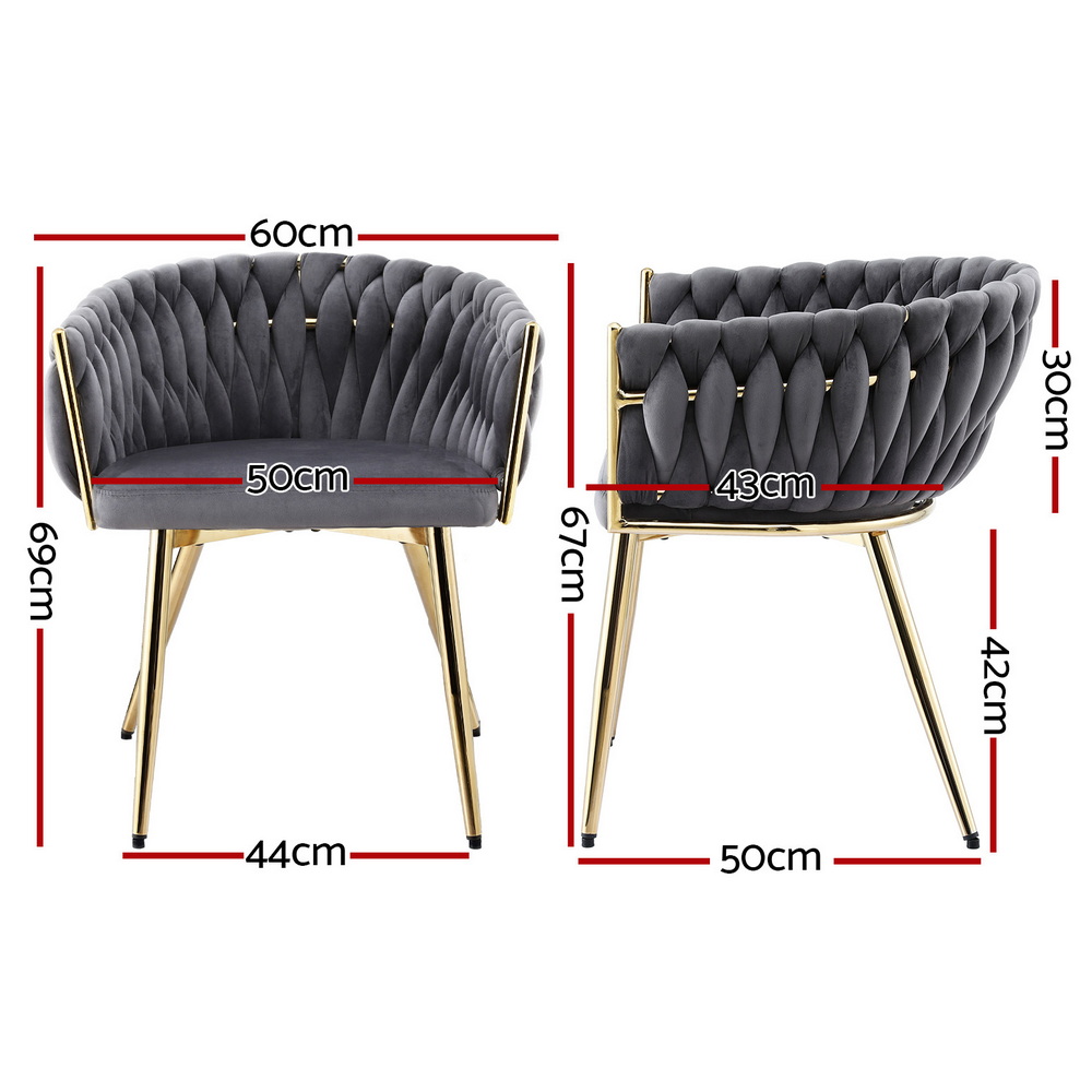 Artiss Velvet Armchair Dining Chairs in Multiple Colours view 2