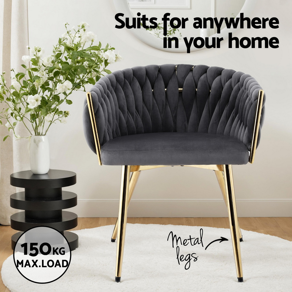 Artiss Velvet Armchair Dining Chairs in Multiple Colours view 5