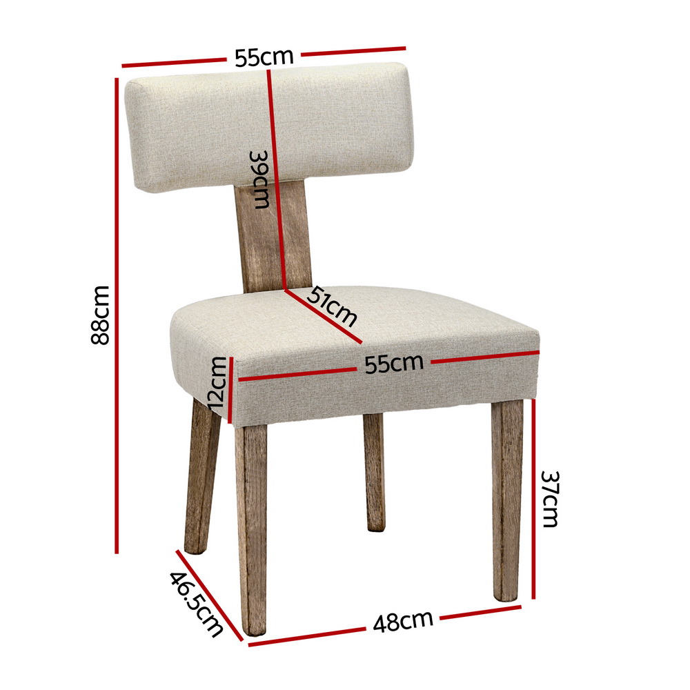 Artiss Milford Linen Dining Chairs, Single or Set of 2, Beige view 2