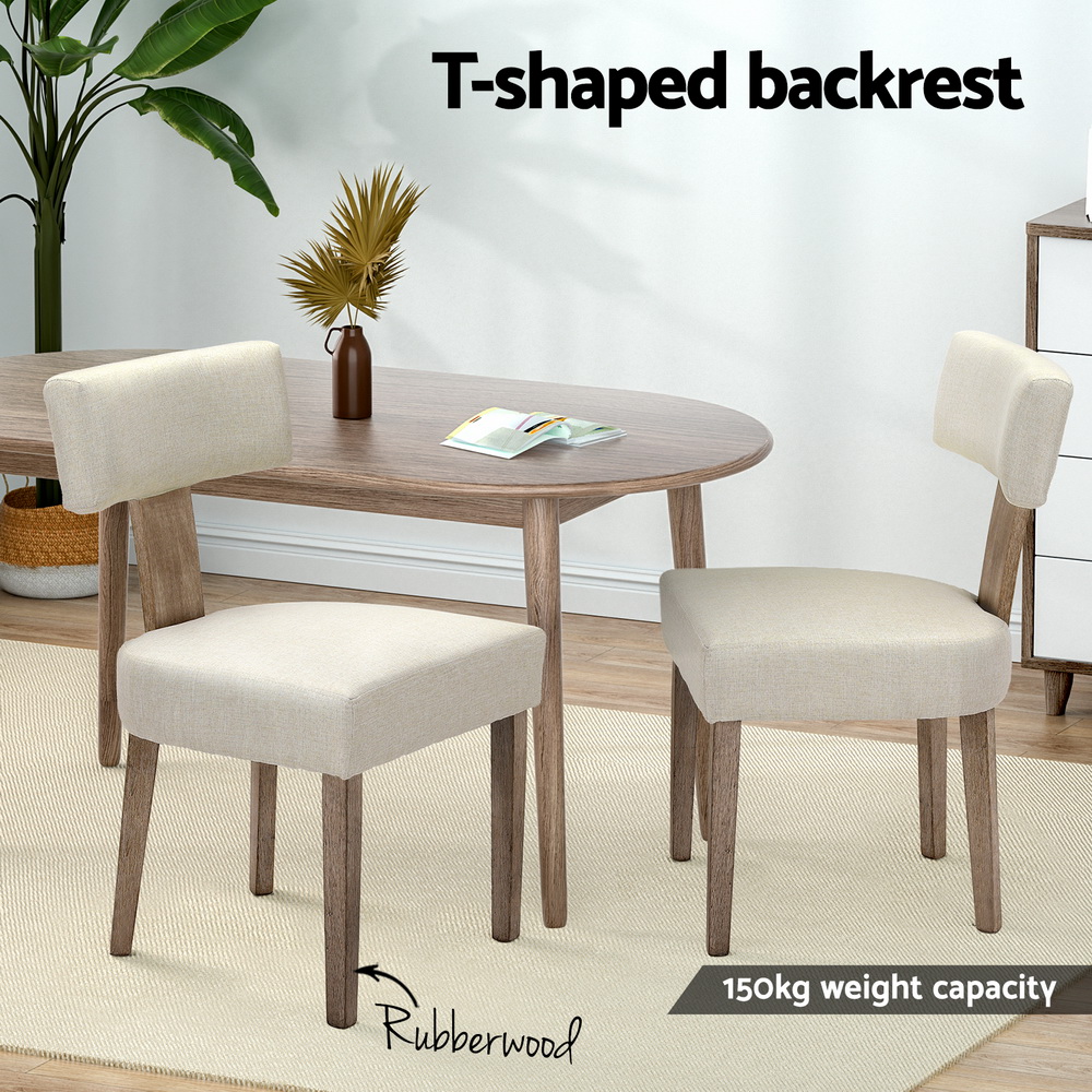 Artiss Milford Linen Dining Chairs, Single or Set of 2, Beige view 4