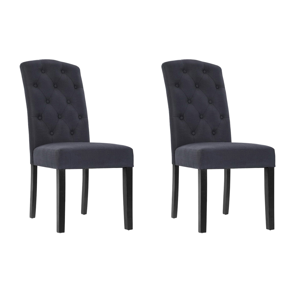 Artiss Dansk Linen Parsons Dining Chairs, Dark Grey