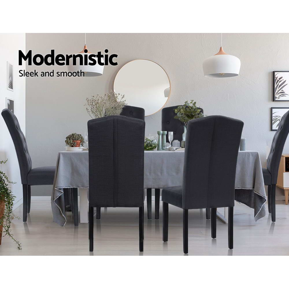 Artiss Dansk Linen Parsons Dining Chairs, Dark Grey view 4