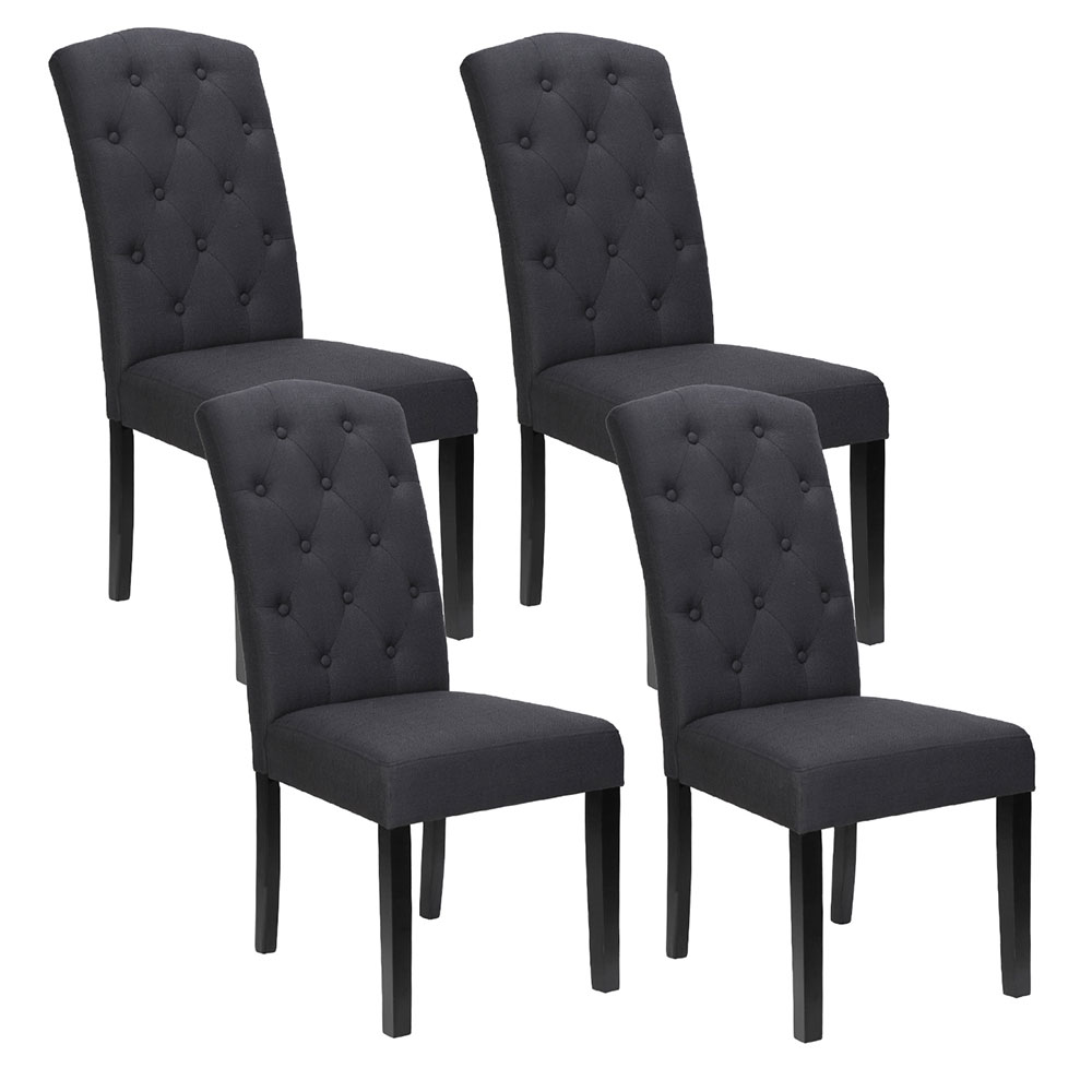 Artiss Dansk Linen Parsons Dining Chairs, Set of 4, Dark Grey