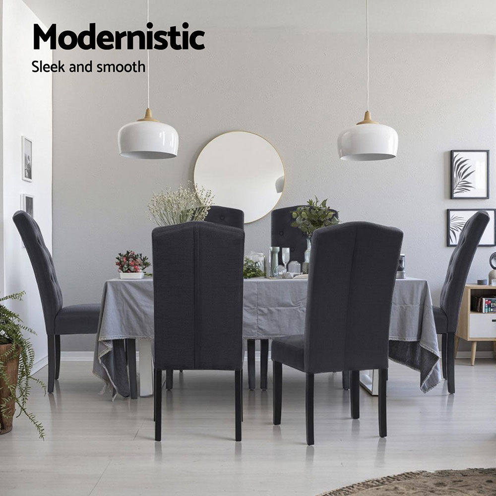 Artiss Dansk Linen Parsons Dining Chairs, Set of 4, Dark Grey view 4