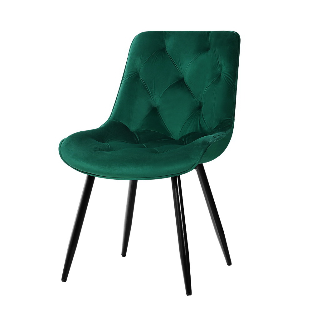 Artiss Velvet Diamond Tufted Dining Chairs, Green