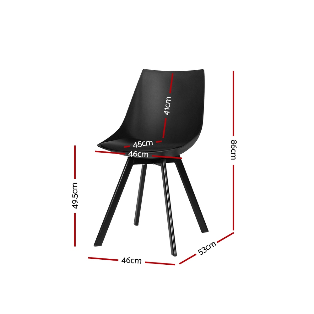 Artiss PU Leather Dining Chairs, Black view 2