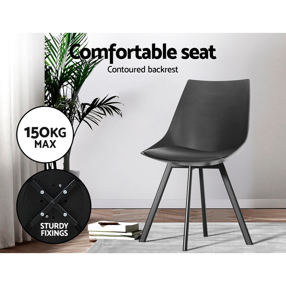 Artiss PU Leather Dining Chairs, Black view 3