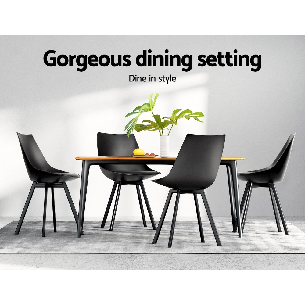 Artiss PU Leather Dining Chairs, Black view 5