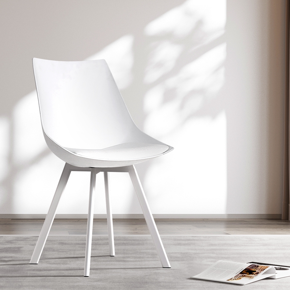 Artiss Dining Chairs Set of 2 PU Leather White