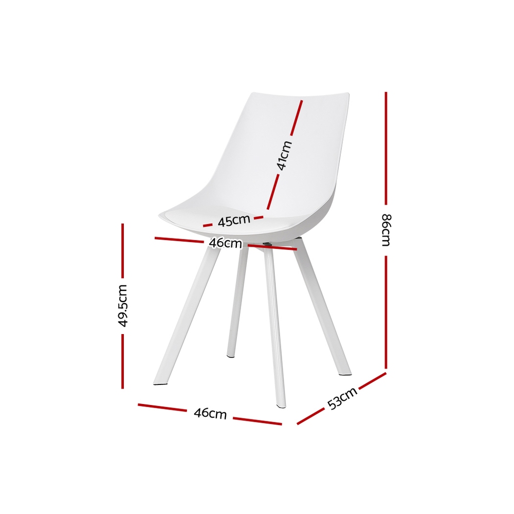 Artiss Dining Chairs Set of 2 PU Leather White view 2